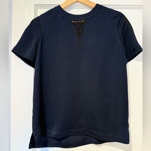 J. Crew Navy Top with Lace Detail